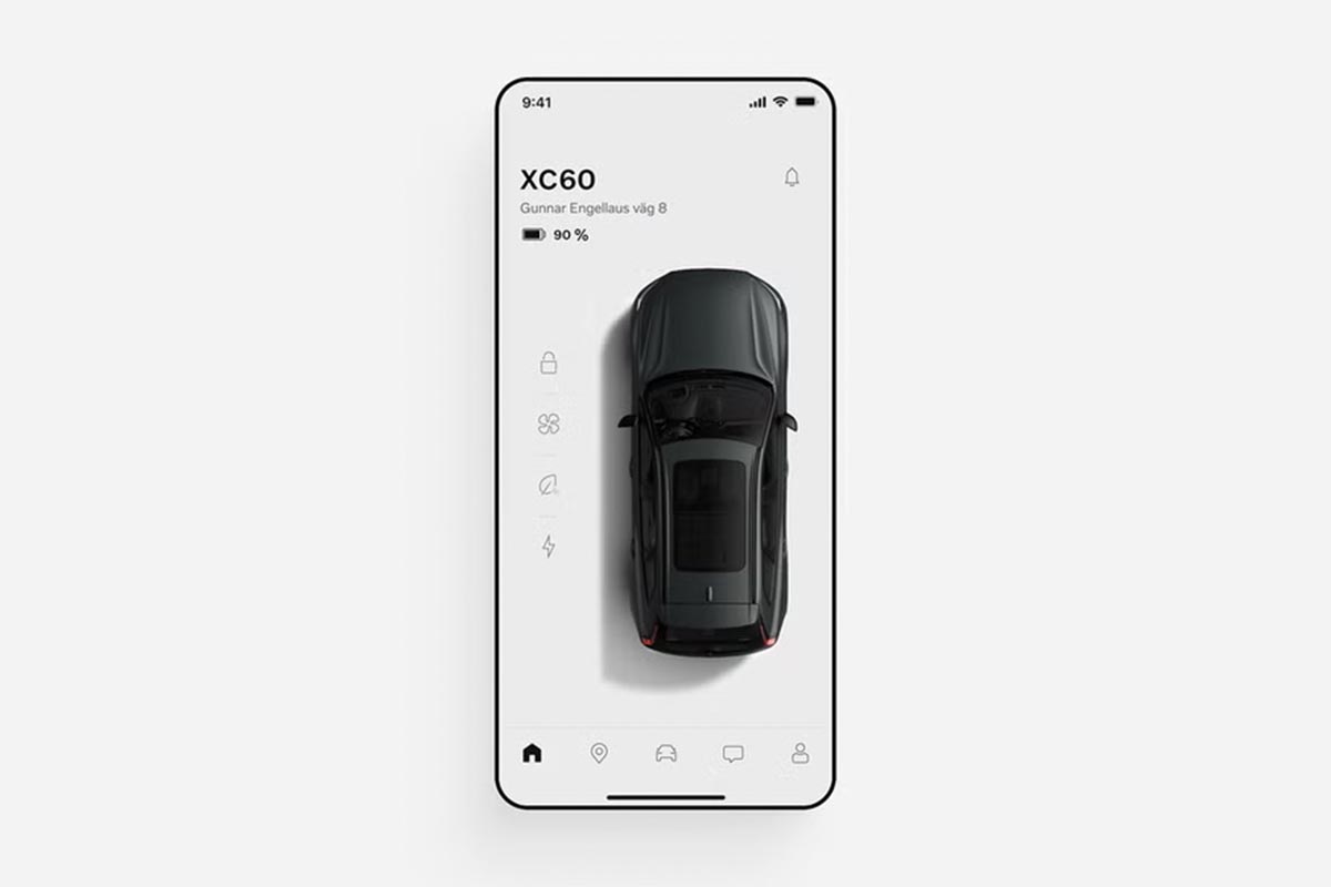 BIld zeigt die App auf einem Smartphone des Volvo XC60 Facelift
