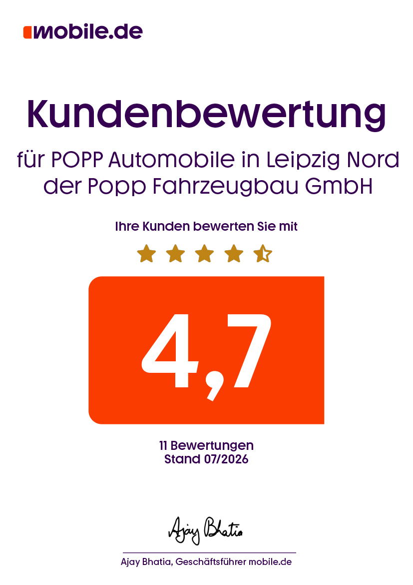 Bild zeigt Bewertungs Urkunde von Juli 2026